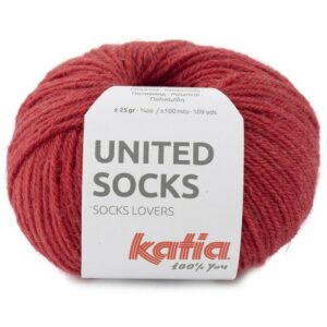Ovillo de lana de katia united socks para calcetines color rojo fresa