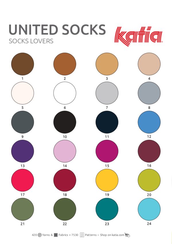 muestras de colores de lana para calcetines katia united socks