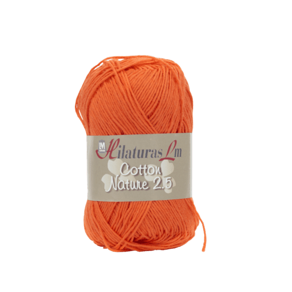 Ovillo de algodón cotton nature de 2.5 de hilaturas LM color naranja fuerte