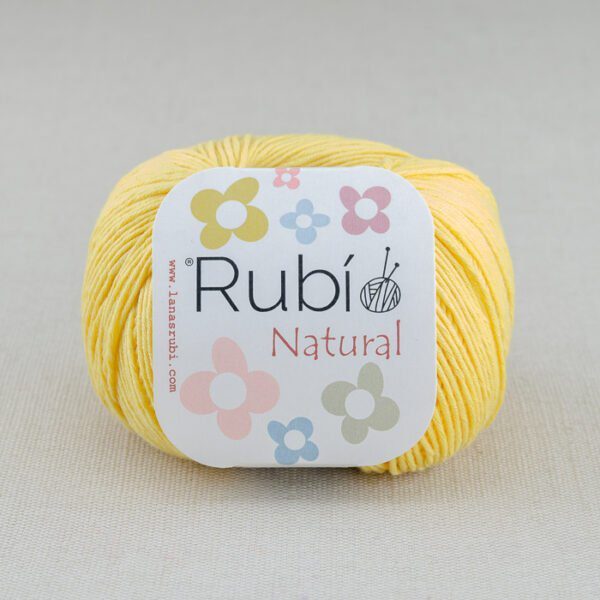 Ovillo 100% algodón de la marca rubi natural color amarillo