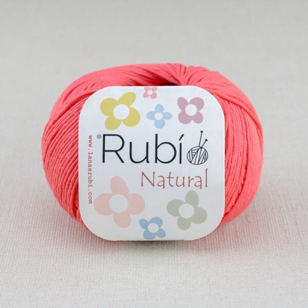 Ovillo 100% algodón de la marca rubi natural color coral