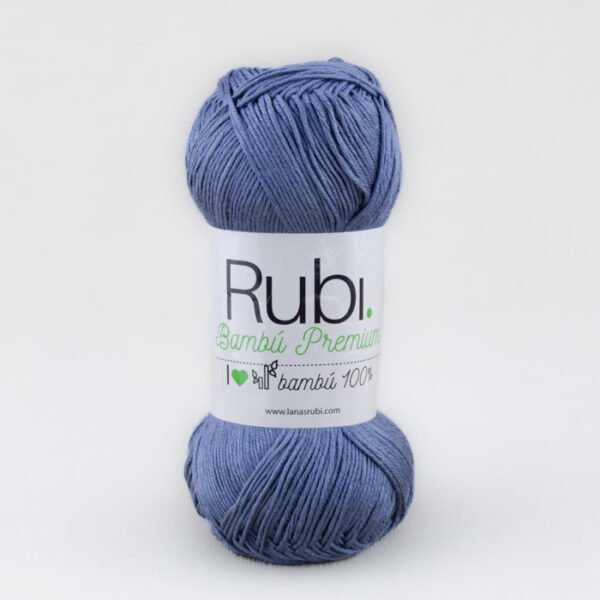 ovillo de hilo de bambu premium de lanas rubi color azul