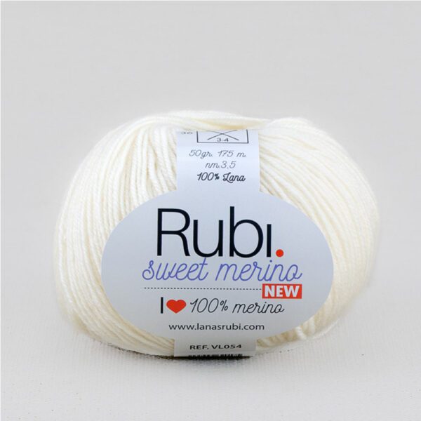 lana 100% merino, sweet merino new de lanas rubi color blanco